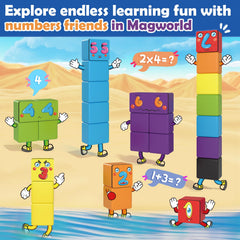 Toylogy magnetic blocks with numbers 1-10 help playful number sense development.