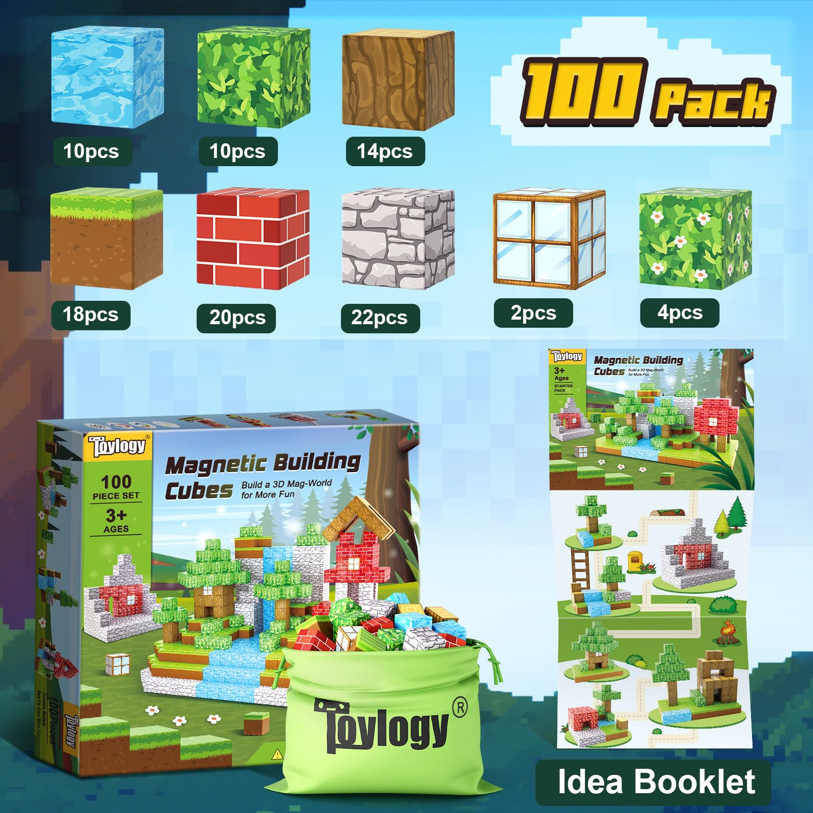 Toylogy magnetic blocks with rounded edges support safe, easy assembly.