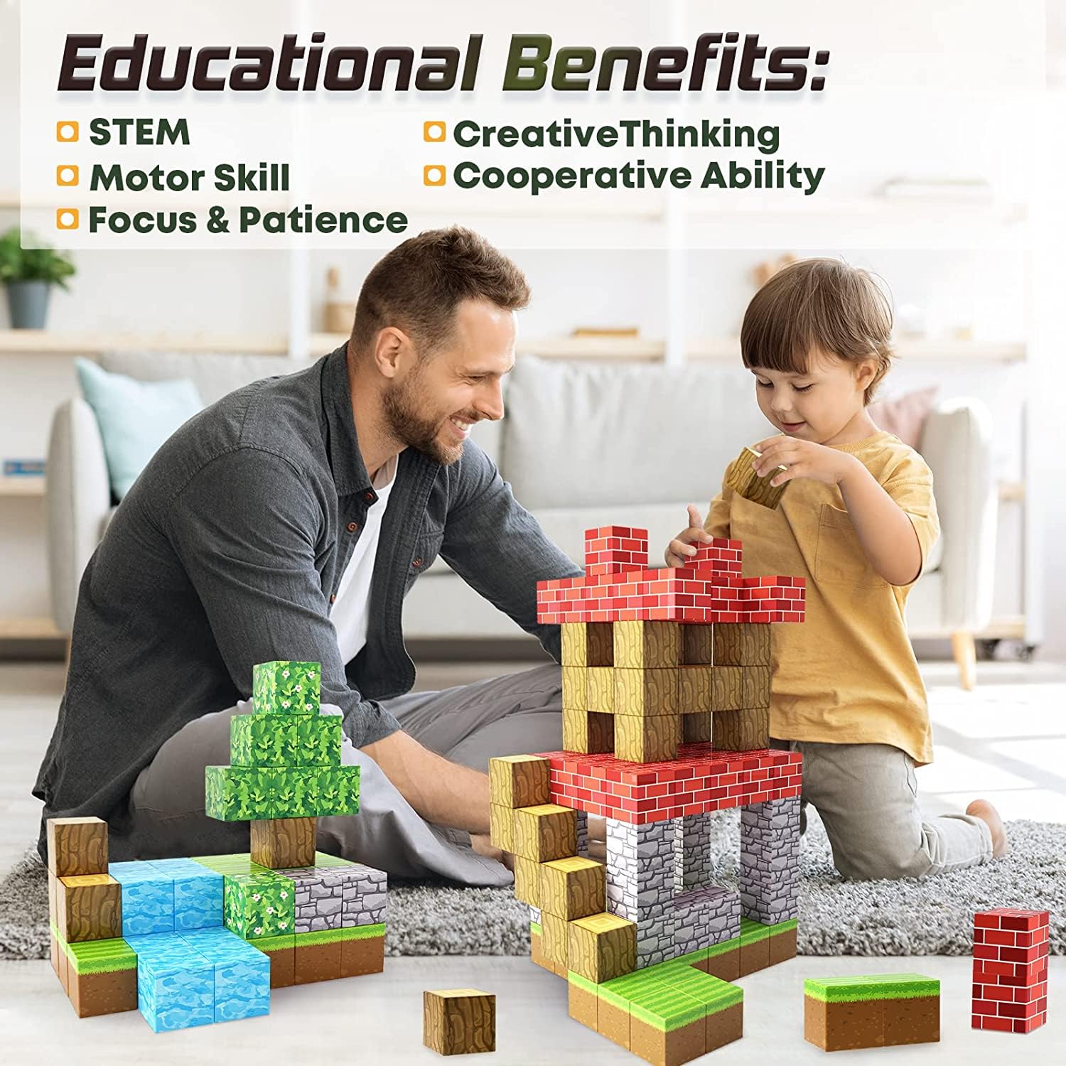 Toylogy magnetic blocks support STEM learning and spatial thinking through construction.