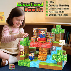 Toylogy Mine MagWorld library walls—stack and imagine stories with magnetic blocks.
