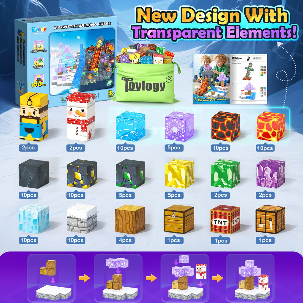 Toylogy snowflakes and water elements add realism to icy builds