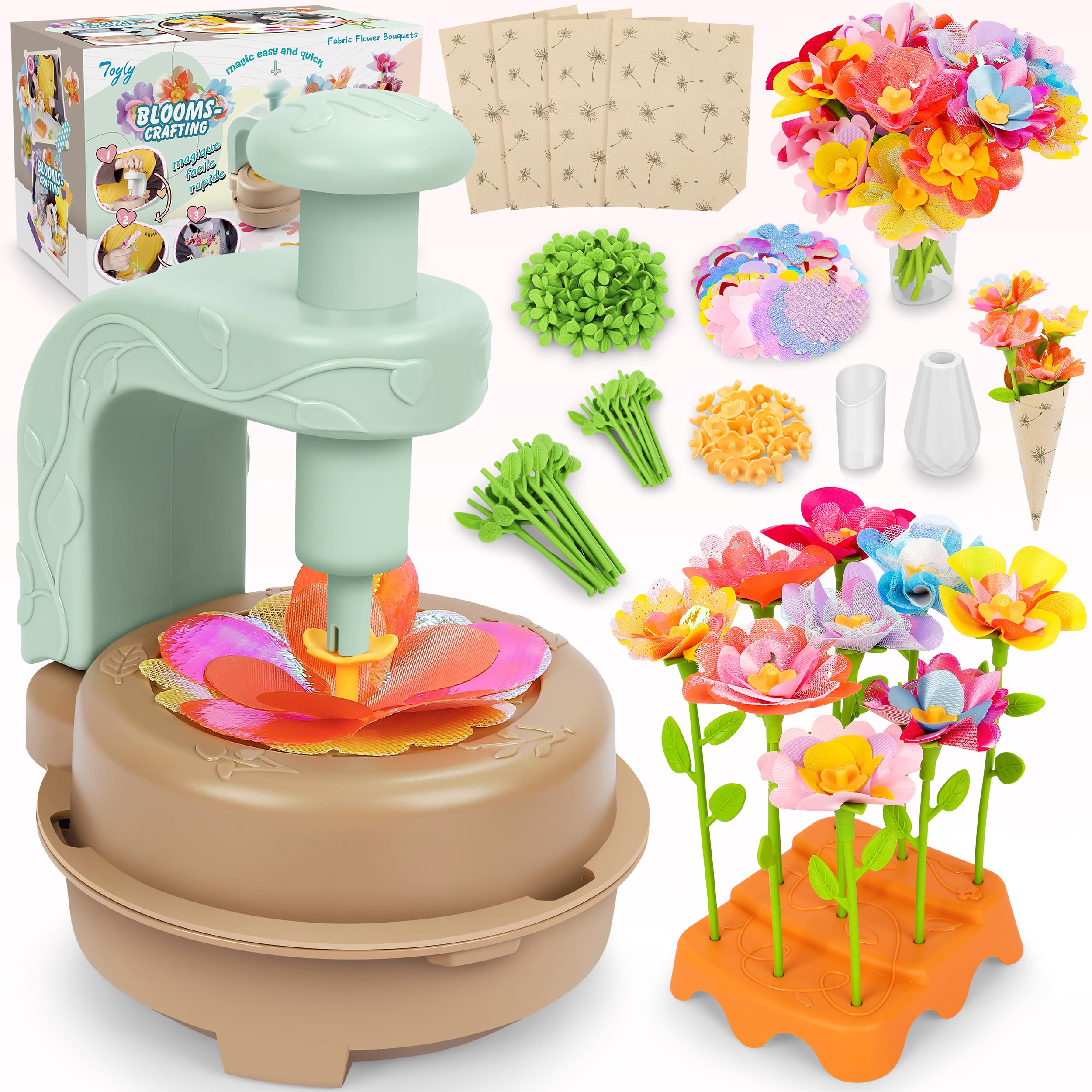 Toyly Fabric Flower Bouquets kit with vibrant pieces for creative play