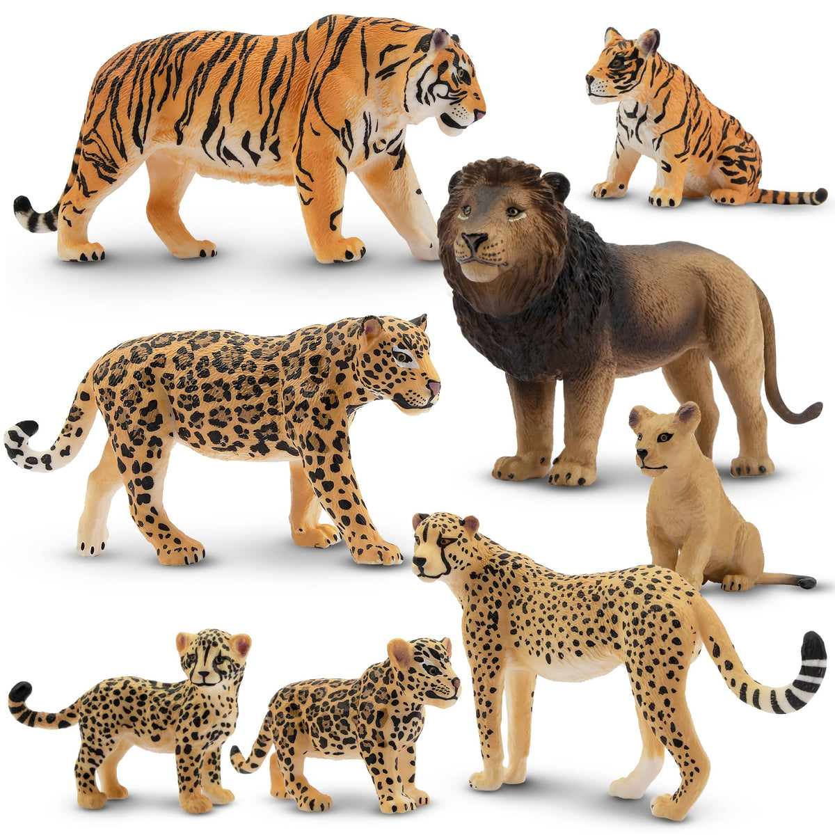 Toymany 8pcs jungle animals set lion figurine for imaginative play