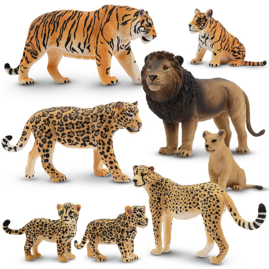Toymany 8pcs jungle animals set lion figurine for imaginative play