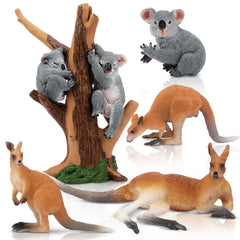 Toymany cake topper-friendly koala and kangaroo set for celebrations.