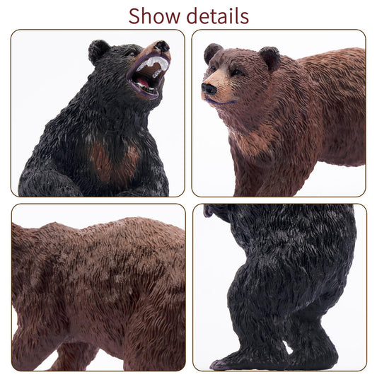 Toymany bear family figurines: black bear with cubs for imaginative play.