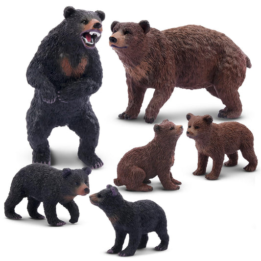 Toymany bear family figurines: grizzly with cubs for imaginative play.