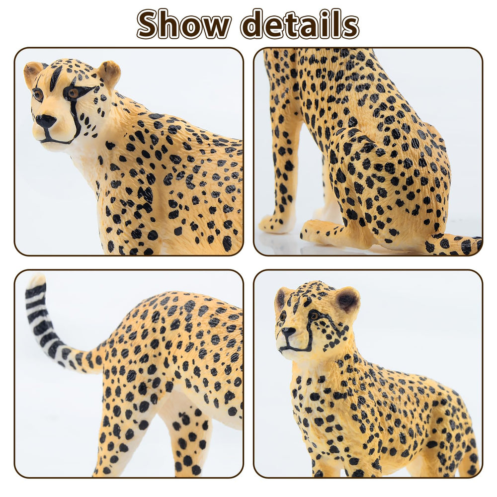 Toymany male cheetah figures with realistic details for interactive learning.