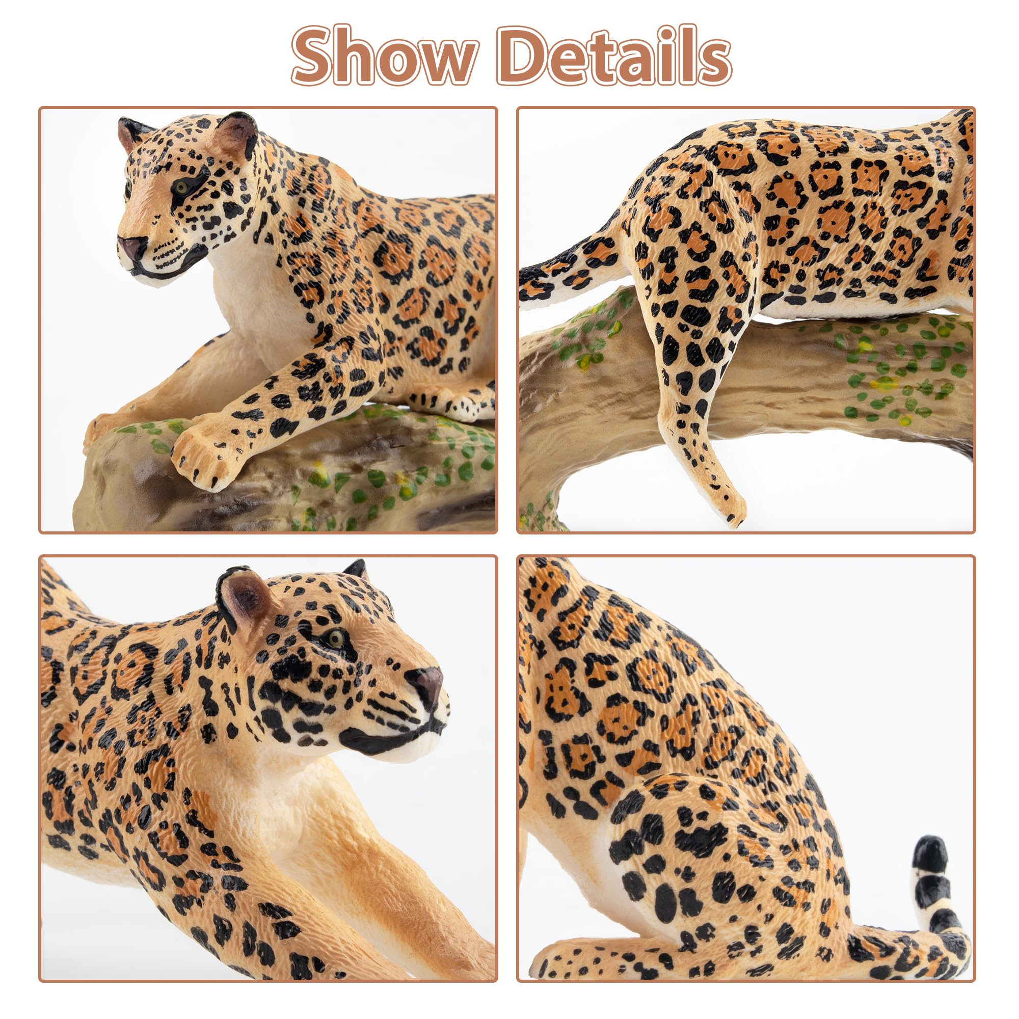 Toymany leopard set features sturdy PVC construction for long-lasting pretend play.
