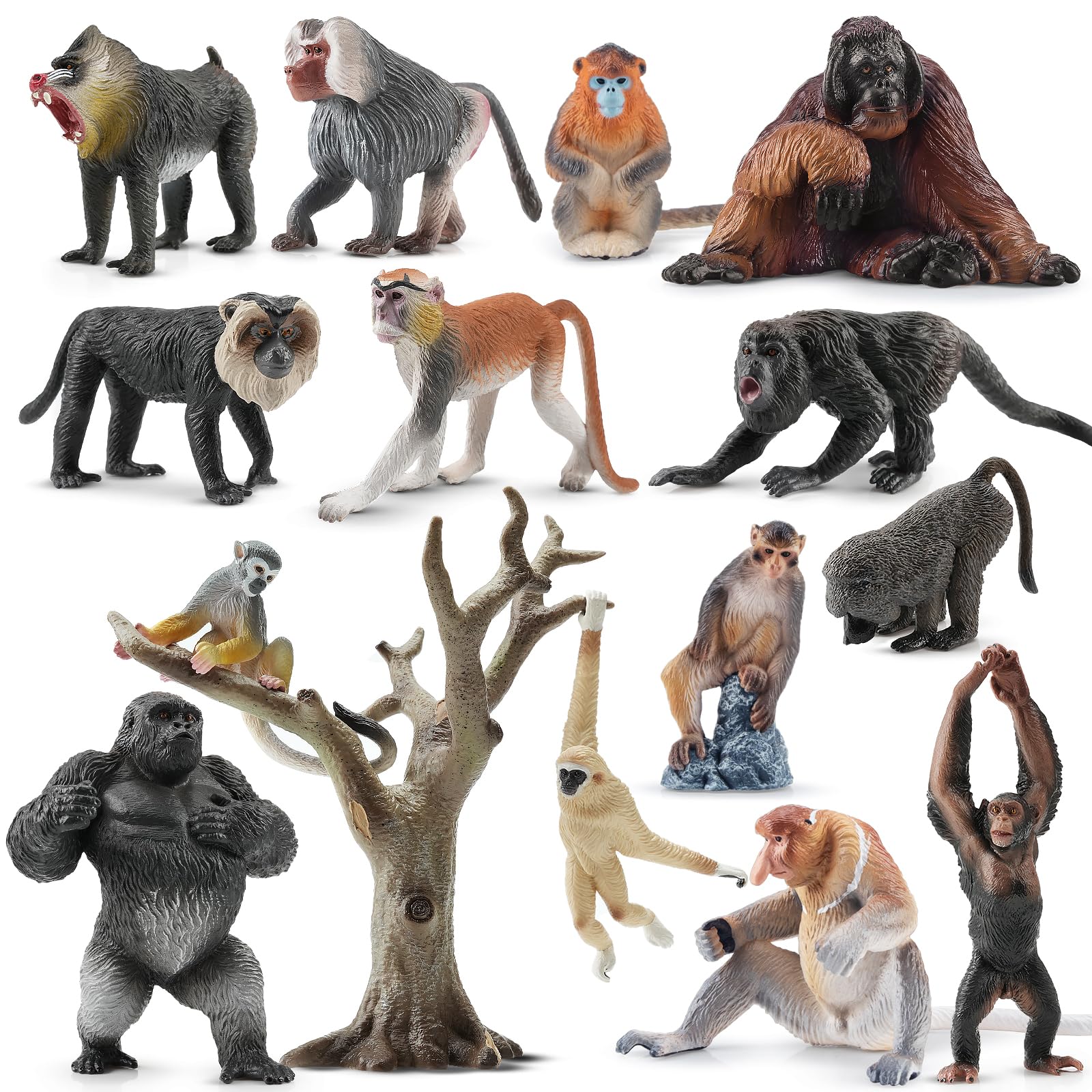 Toymany gorilla figurine, lifelike texture for imaginative play and classroom displays.