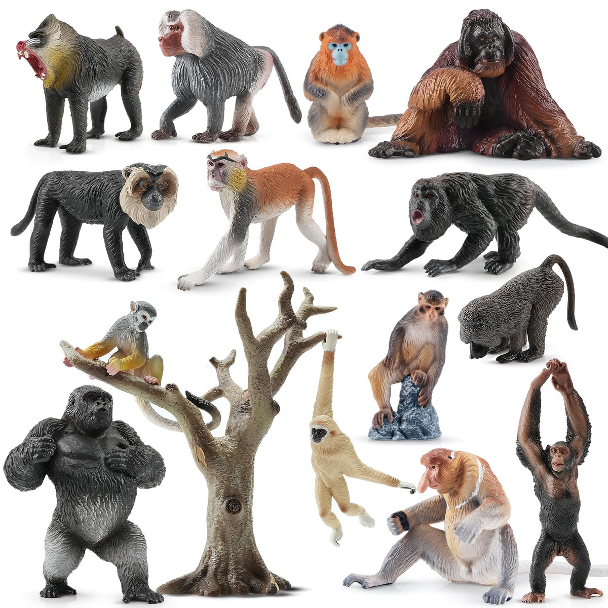 Toymany gorilla figurine, lifelike texture for imaginative play and classroom displays.