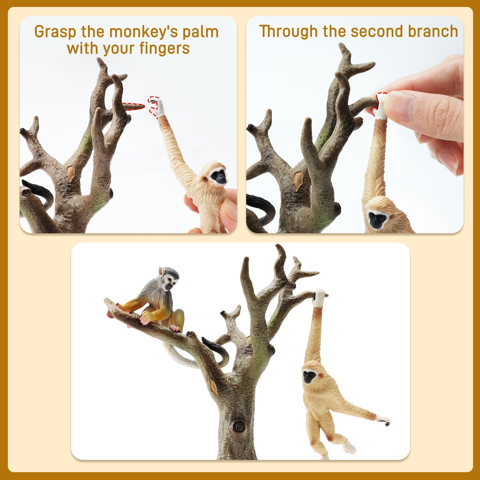 Toymany olive baboon figurine ideal for nature dioramas and role play.