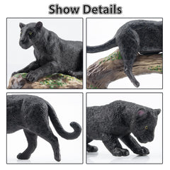 Toymany panther figures hand-painted with realistic textures for lifelike display.