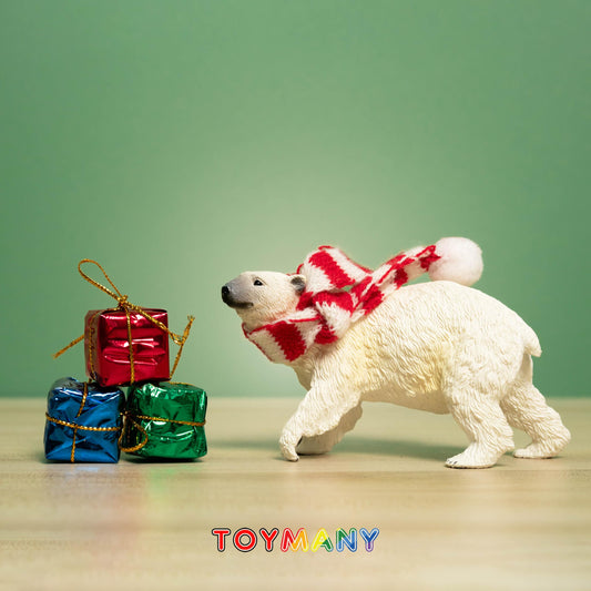 Toymany polar bear adult figurine with realistic painting detail for display and imaginative play