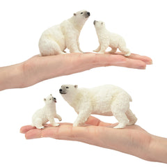 Toymany polar bear cub figurines group ready for mini adventures in playrooms