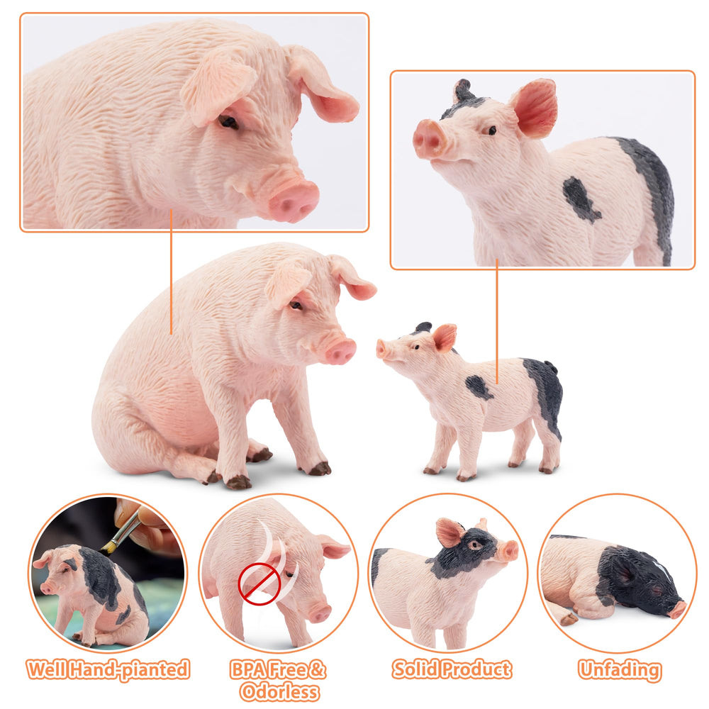 Toymany PVC pig figures safe for kids, ideal for decorative farm dioramas