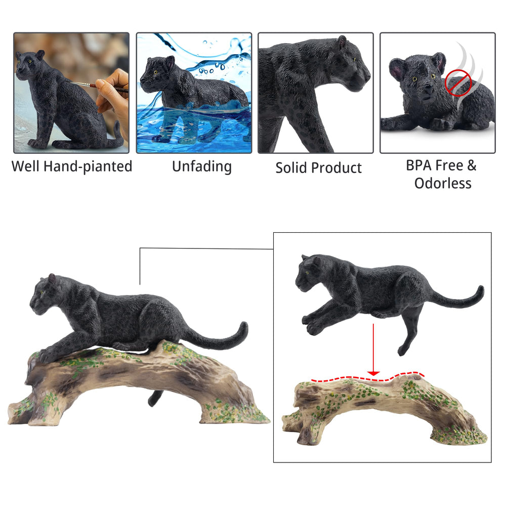 Toymany panthers set features detailed emulation for curious observation.