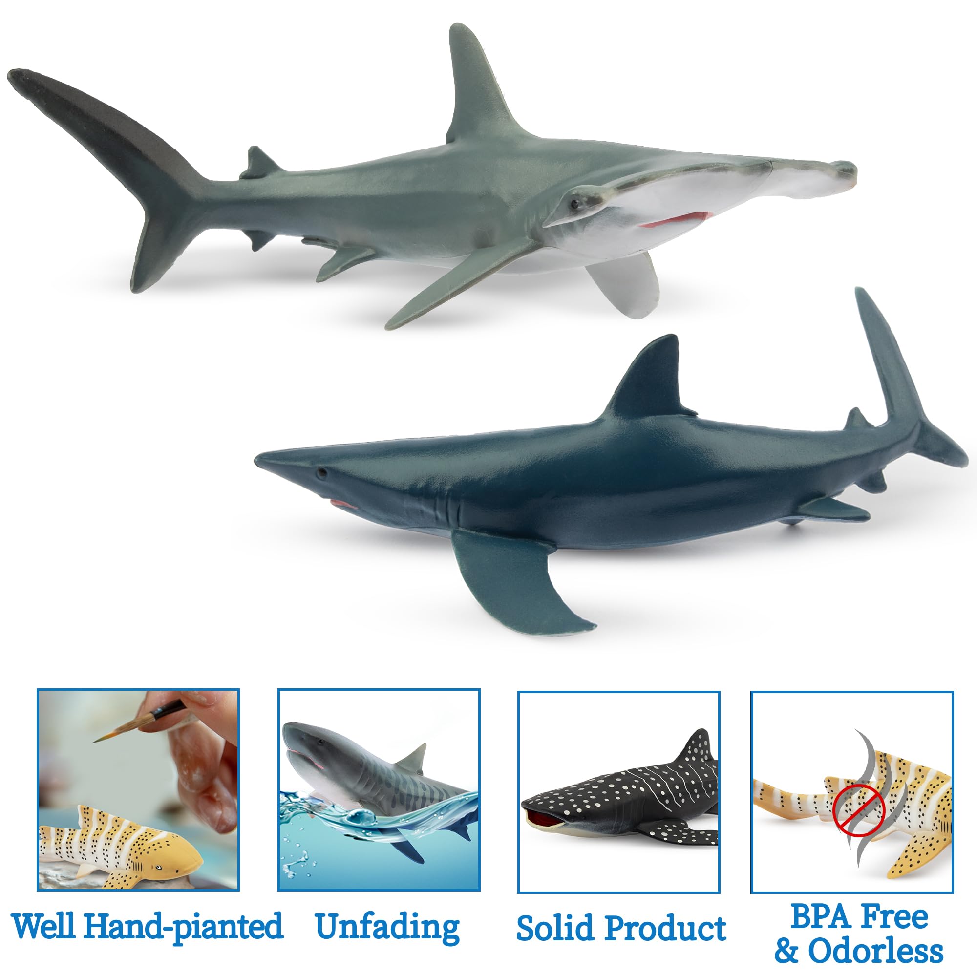 Toymany great white shark figurine with stable stand for observation
