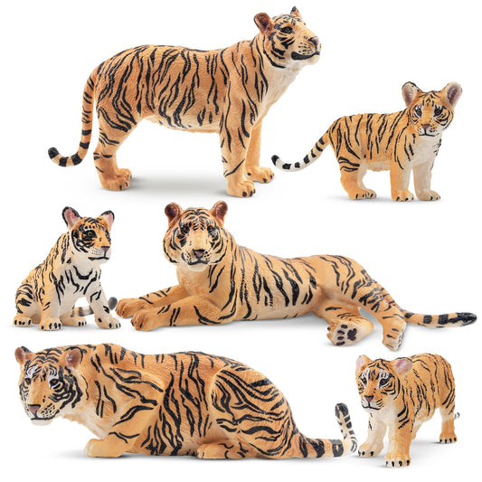 Toymany tiger family figurines collection ready for imaginative play and classroom display.
