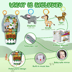 TOYMNI squeaky hanging toy one supports grasping during travel.
