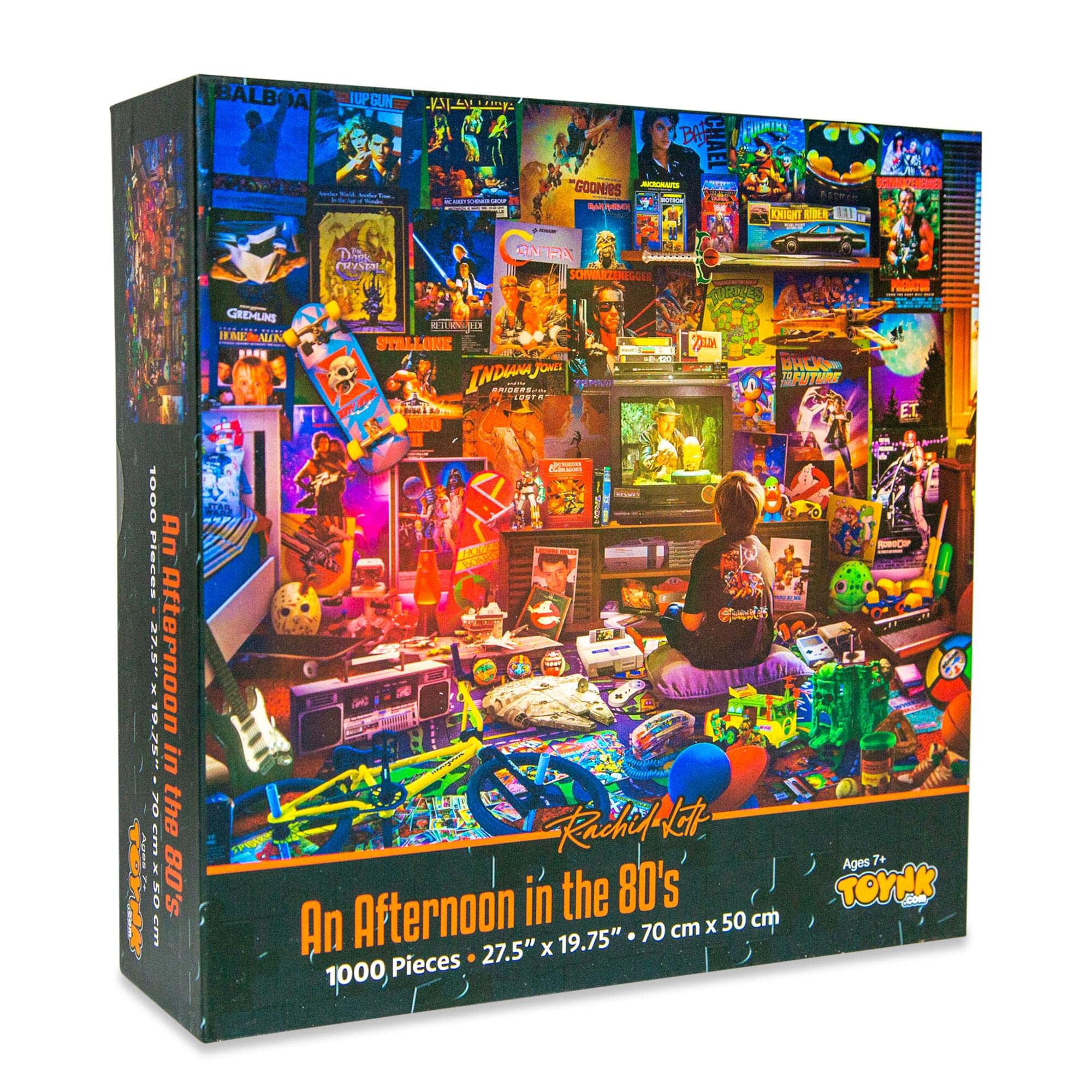 Toynk 80s puzzle artwork details highlight iconic scenes for immersive nostalgia-based brain teaser.