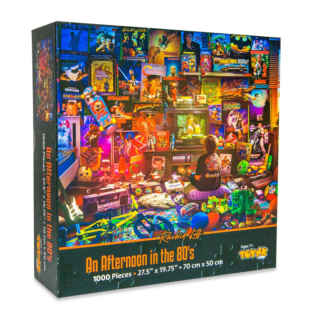 Toynk 80s puzzle artwork details highlight iconic scenes for immersive nostalgia-based brain teaser.