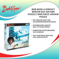 Toynk Bob Ross finished puzzle display creates a beautiful shelf centerpiece.