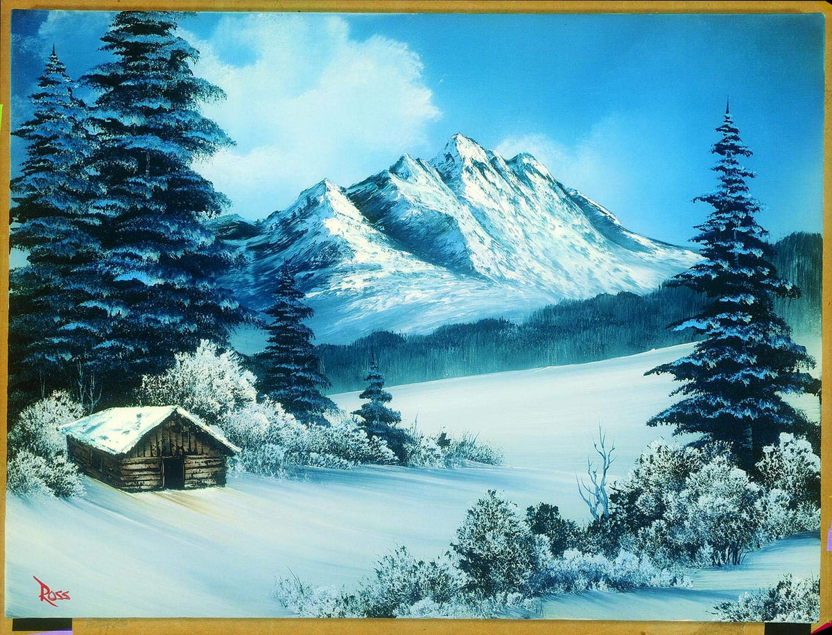 Toynk Bob Ross Perfect Winter Day puzzle shows snowy forest clearing for family nights.