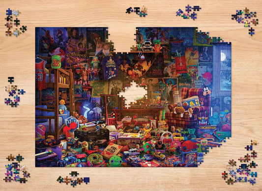 Toynk Millennial Dream Room puzzle artwork close-up highlighting 80s-90s references.