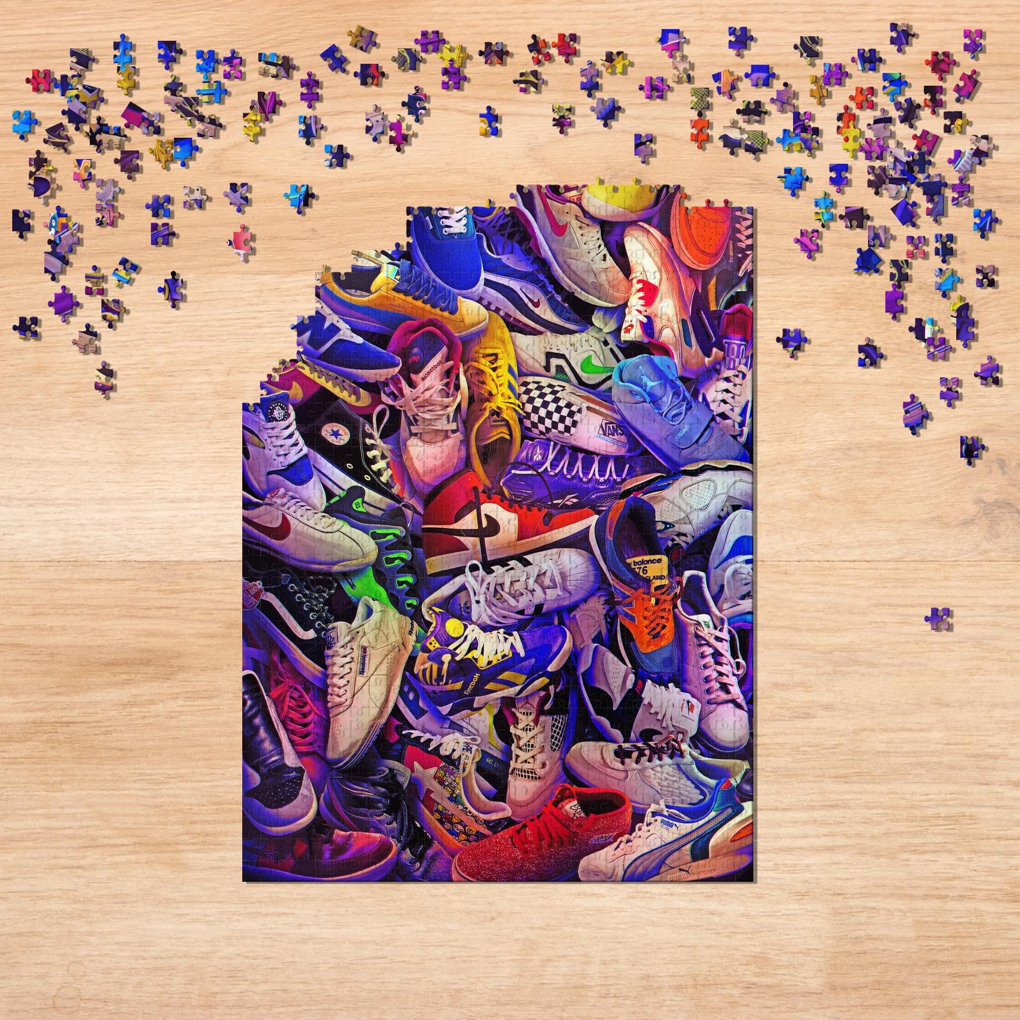 Toynk Sneakerheads puzzle close-up pieces highlights intricate interlocking for a satisfying build.
