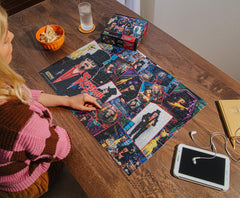 Toynk Svengoolie chills collage—cozy evenings and group puzzle sessions.