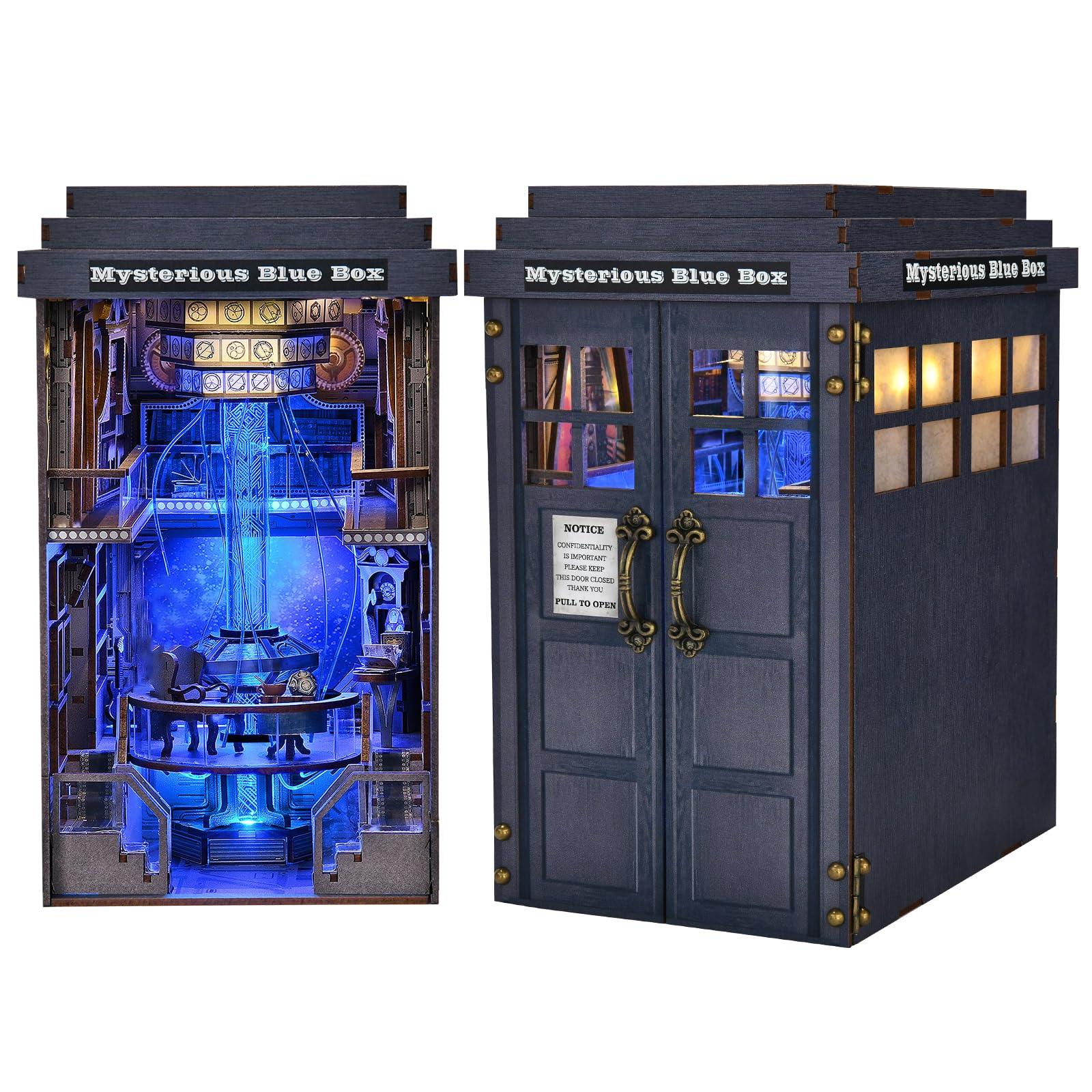 TOYQI Book Nook blue box front view for eye-catching shelf decor