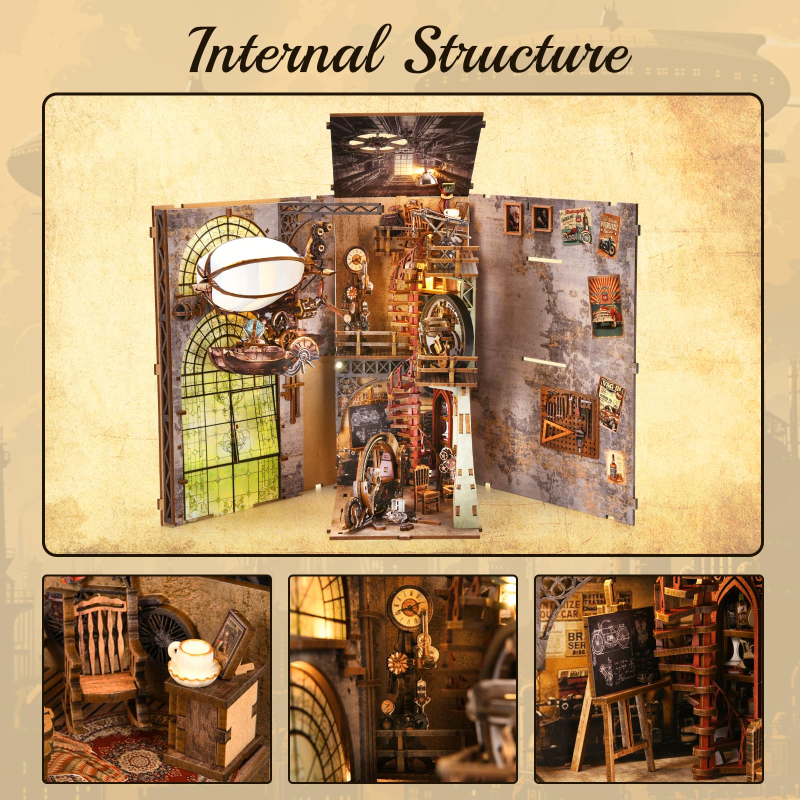 TOYQI Book Nook Kit miniature dollhouse display suitable for adult collectors.