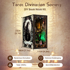 TOYQI DIY Book Nook Kit LED illumination highlights the tarot world