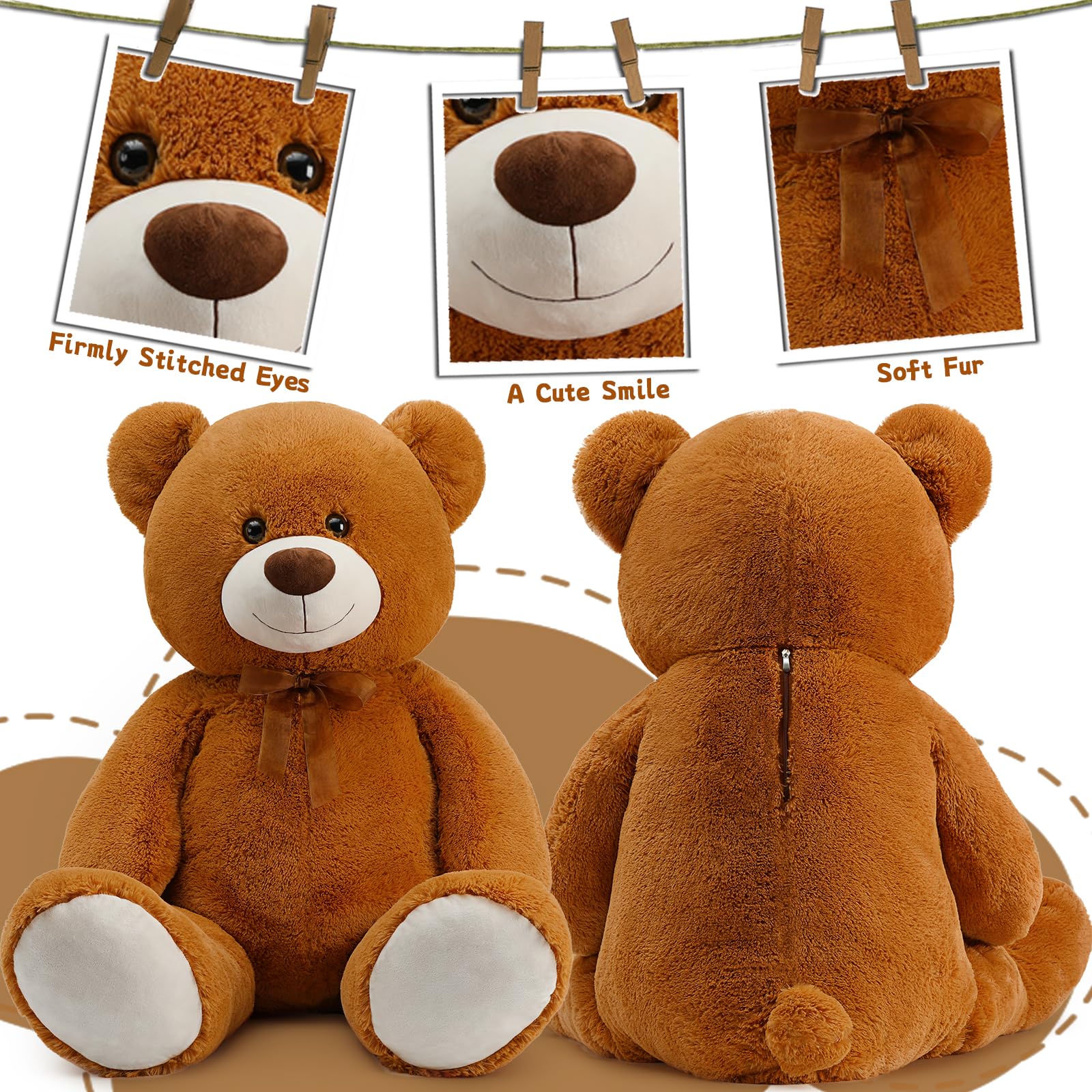 Toys Studio teddy bear neck ribbon detail adds gift appeal