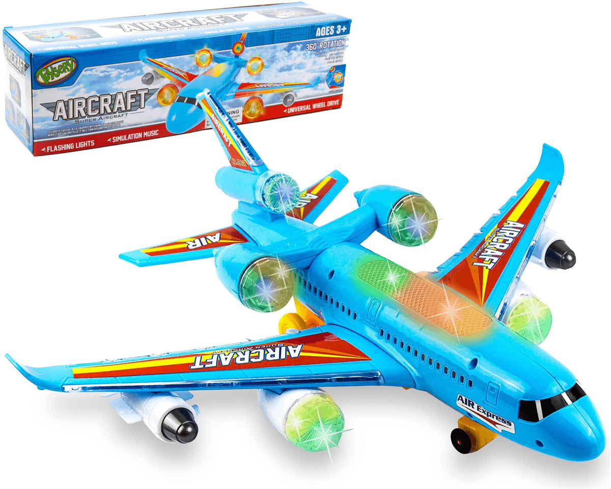 Toysery Airbus A380 airplane toy with LED lights for engaging playtime.