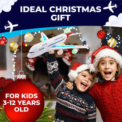 Toysery airplane emits authentic jet sounds for immersive pretend flights.