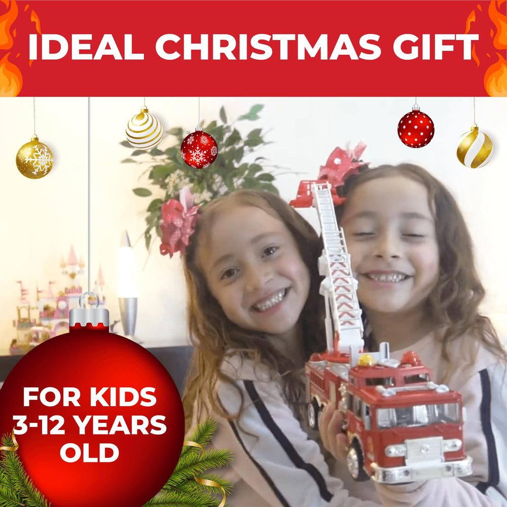 Toysery fire truck with flashing lights and siren for immersive pretend play.