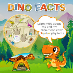 Toysical Dinosaur Discovery Tent dinosaur-pattern fabric sparks storytelling and adventurous role play