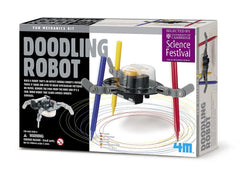 Toysmith 4M Doodling Robot in action doodling colorful patterns.