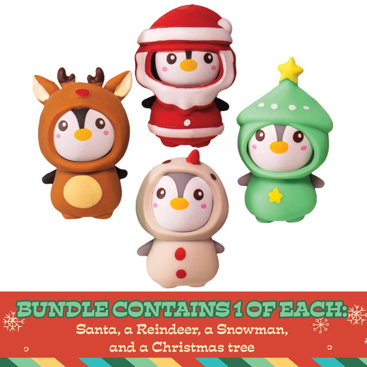 Toysmith Christmas Penguin Reindeer Squeezy eases stress during wrapping