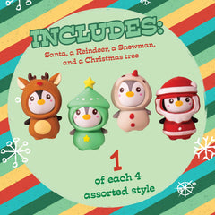 Toysmith Christmas Penguin Squeezy 4-Pack bundle ideal for stockings