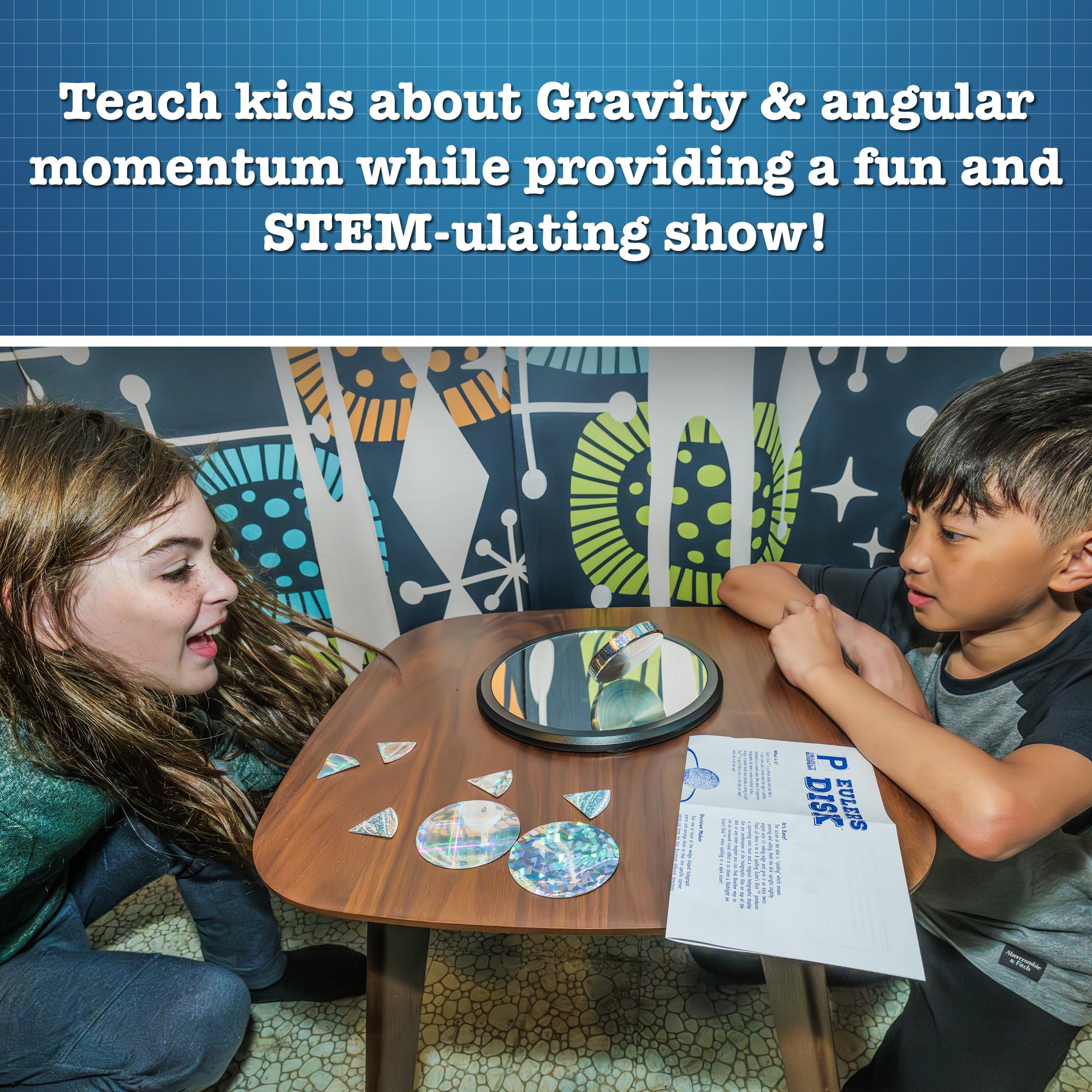 Kinetic energy and gravity demonstrations via Toysmith Euler’s Disk for engaging STEM learning.