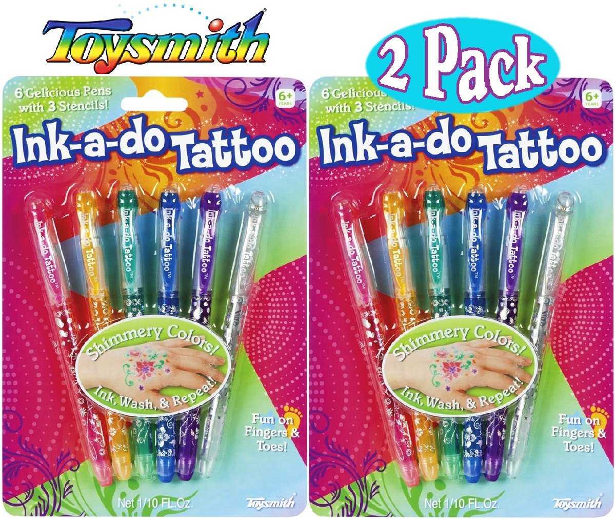 Toysmith Ink-a-Do tattoo pens bundle for kids creates washable, creative designs at parties.