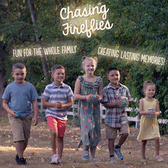 Children share glow jars for cooperative outdoor play.