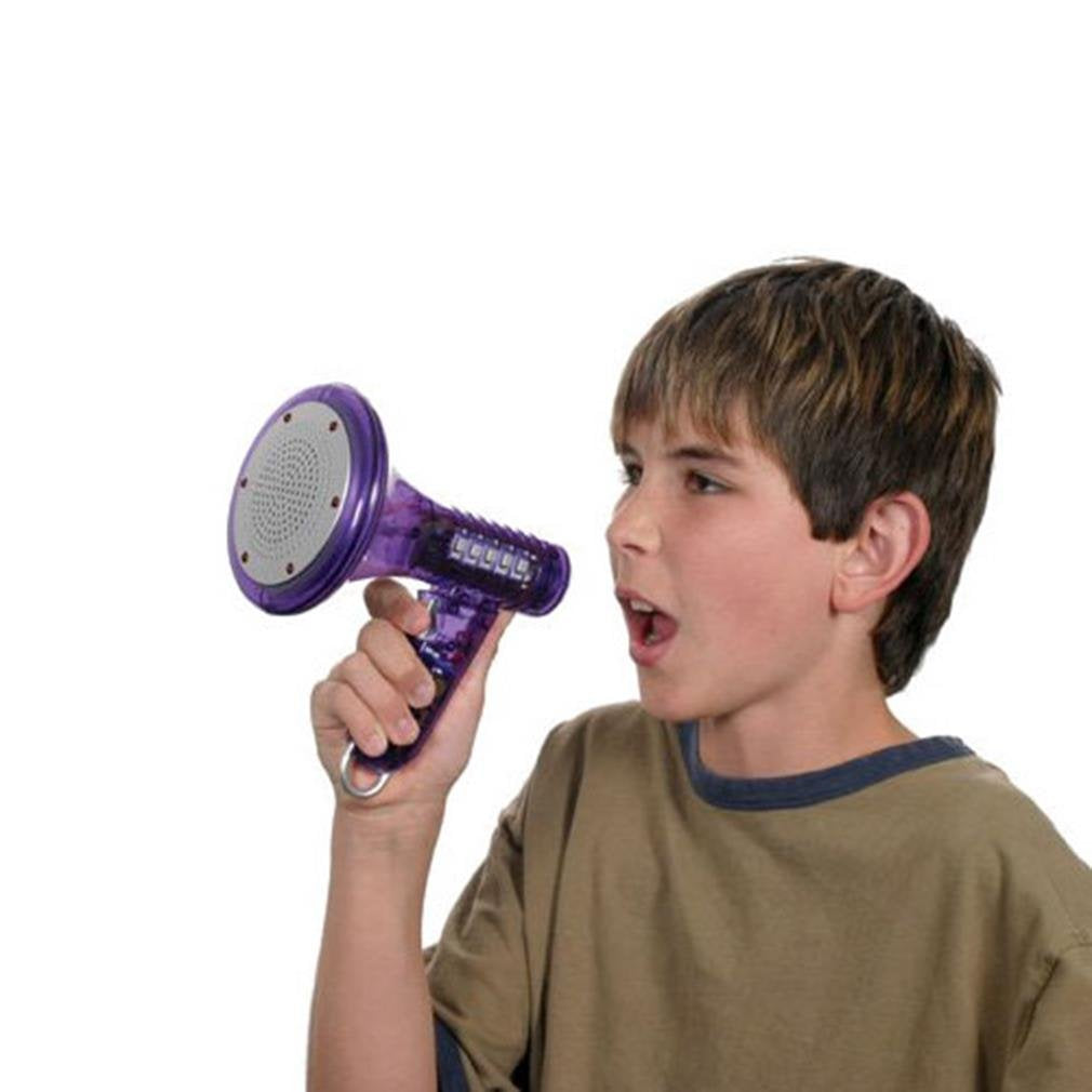 Toysmith megaphone-style voice changer with flashing LEDs for visual play.