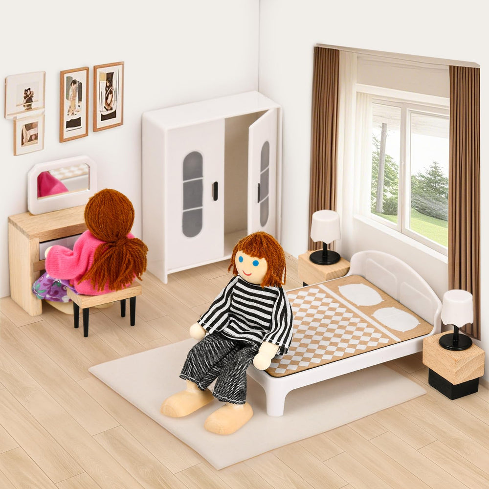 Toyssa dollhouse living room setup with TV cabinet and sofa for cozy storytelling.
