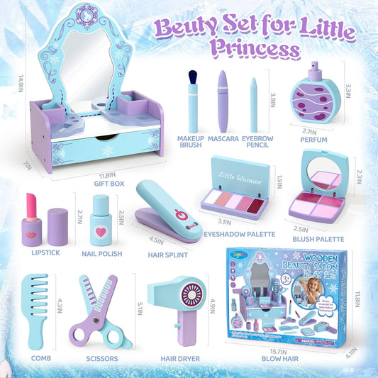 Toyssa snowflake decorations set adds festive charm to pretend beauty sessions.