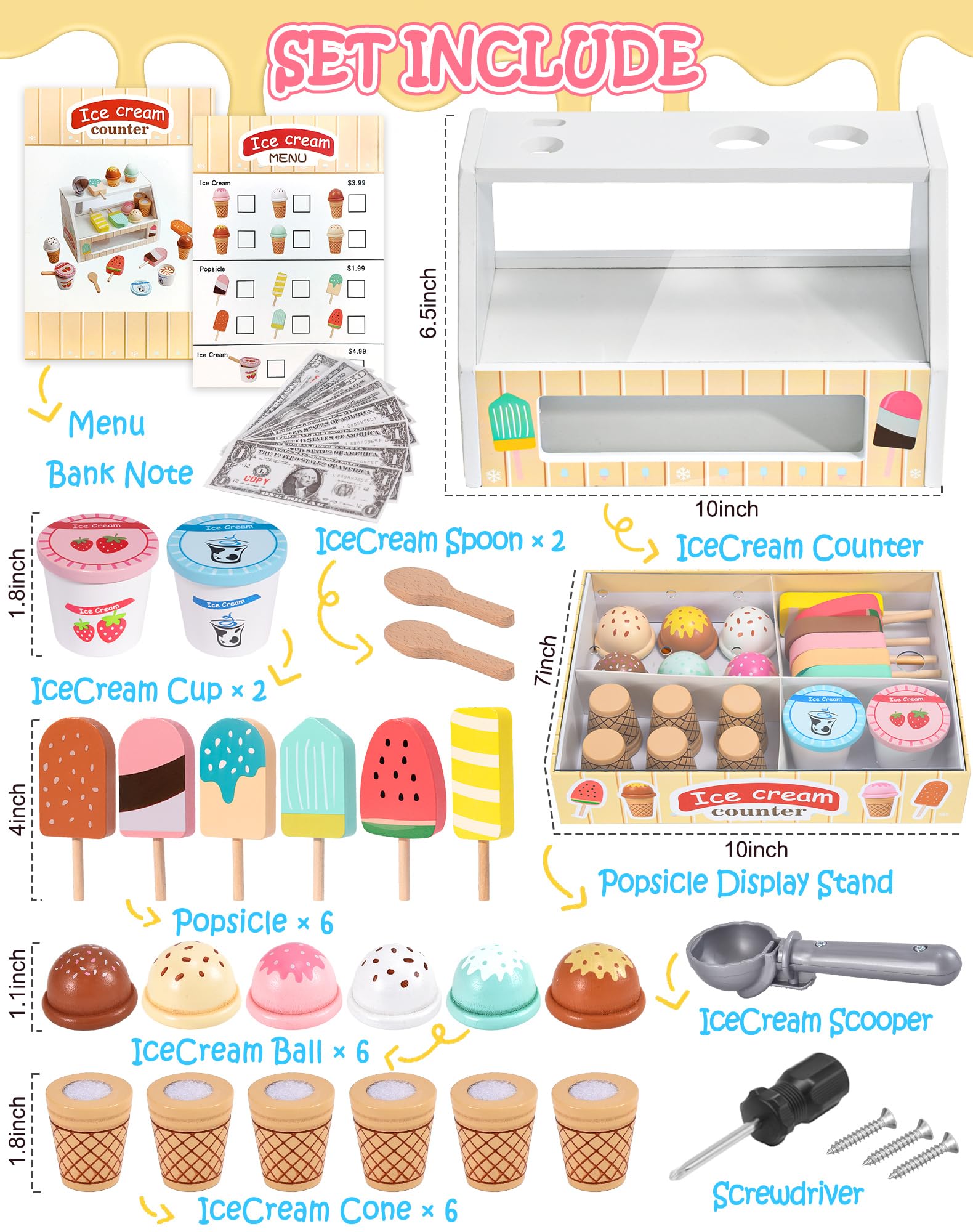 Toyssa wooden ice-cream bars arranged for creative flavor pairing.