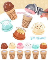 Toyssa wooden ice-cream cans add pretend toppings and variety.